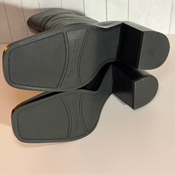 FRANCO SARTO Womens Leather Block Heel Mid Calf Boots 7.5 Black Stylish Like New - Picture 7 of 11